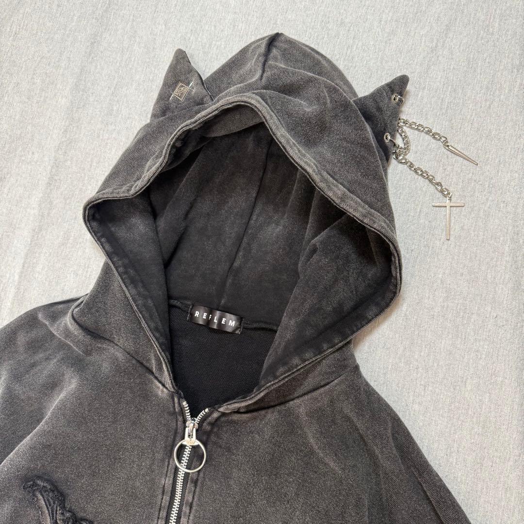 REFLEM レフレム 猫耳ZIPパーカー ジップパーカー フェード加工 人気