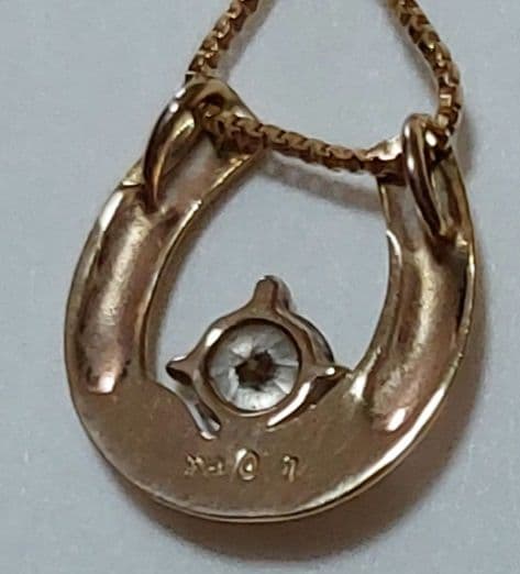 K18　1Pダイヤモンド 0.1ct 馬蹄 ネックレス　　アンティーク
