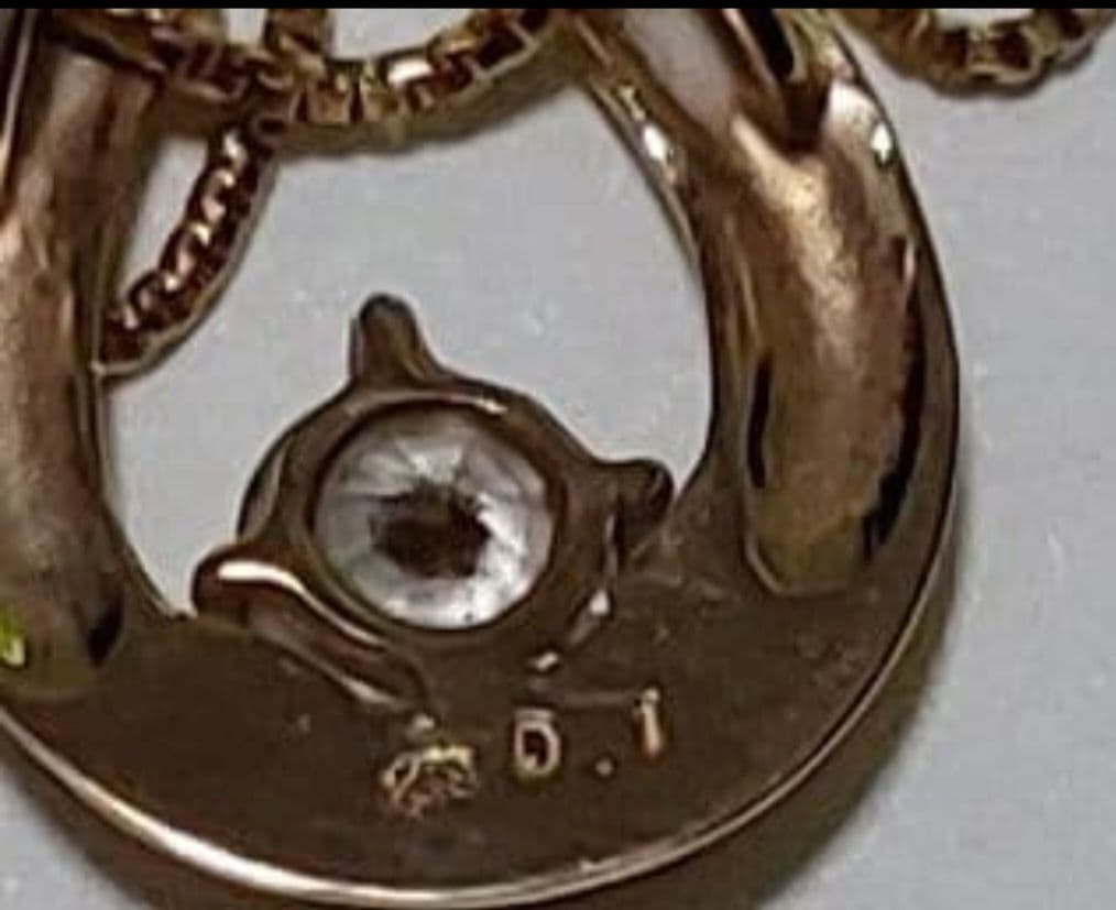 K18　1Pダイヤモンド 0.1ct 馬蹄 ネックレス　　アンティーク