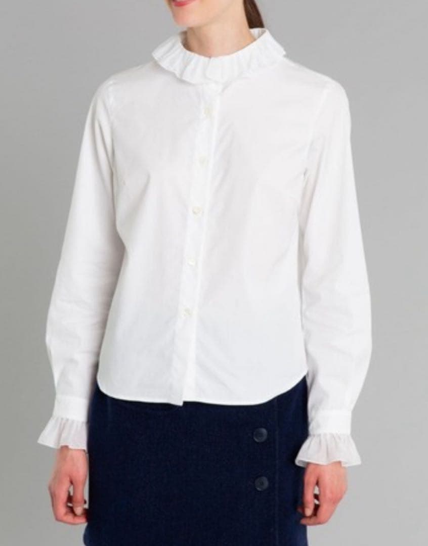 ★新品★定価28600 agnes b. フリル襟ラッフルブラウス 40 白