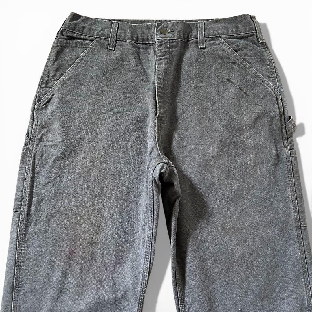 希少 カーハート B111 裏地チェック ペインターパンツ 34×32 グレー