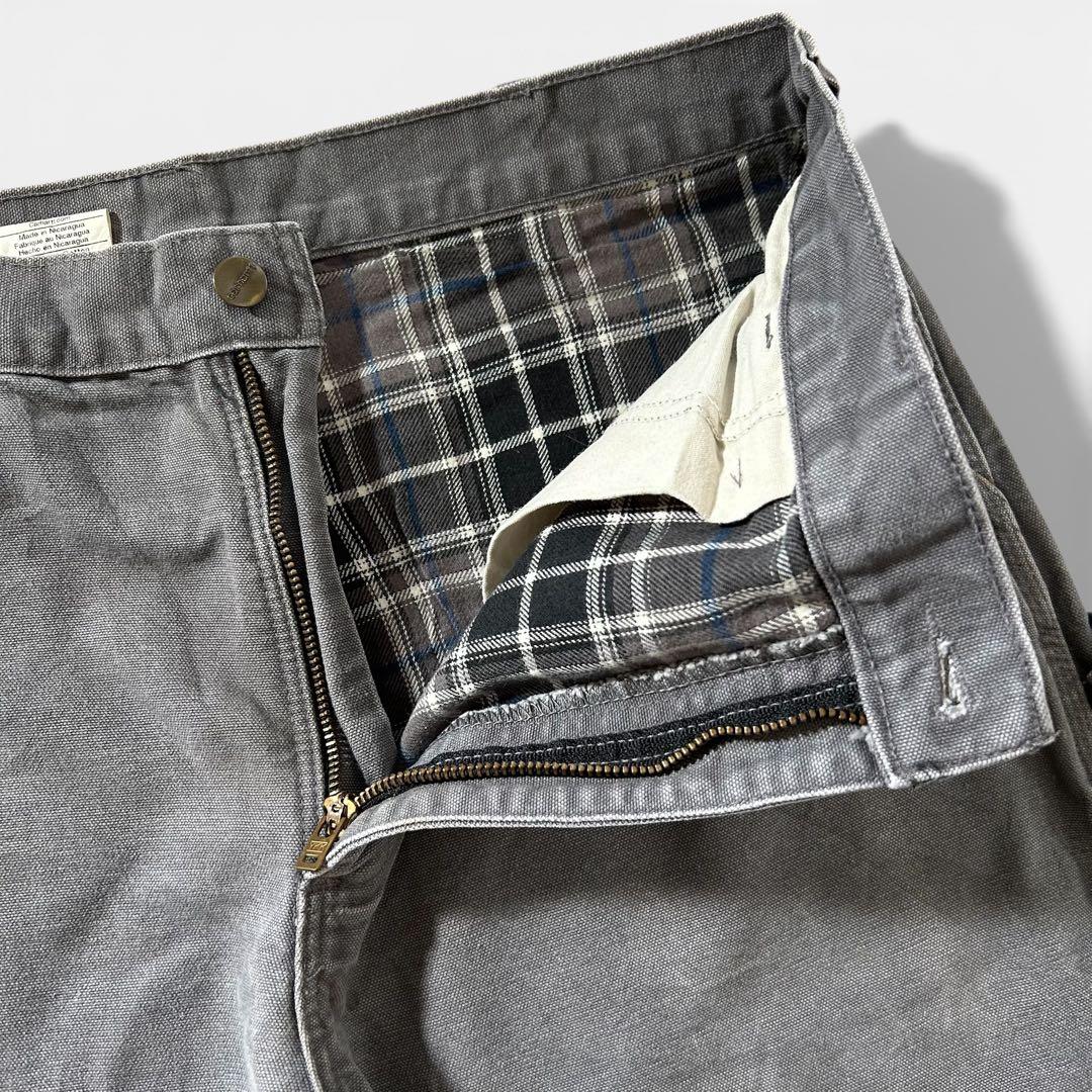 希少 カーハート B111 裏地チェック ペインターパンツ 34×32 グレー