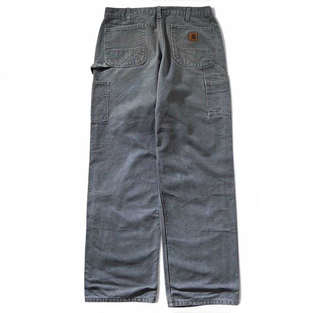 希少 カーハート B111 裏地チェック ペインターパンツ 34×32 グレー