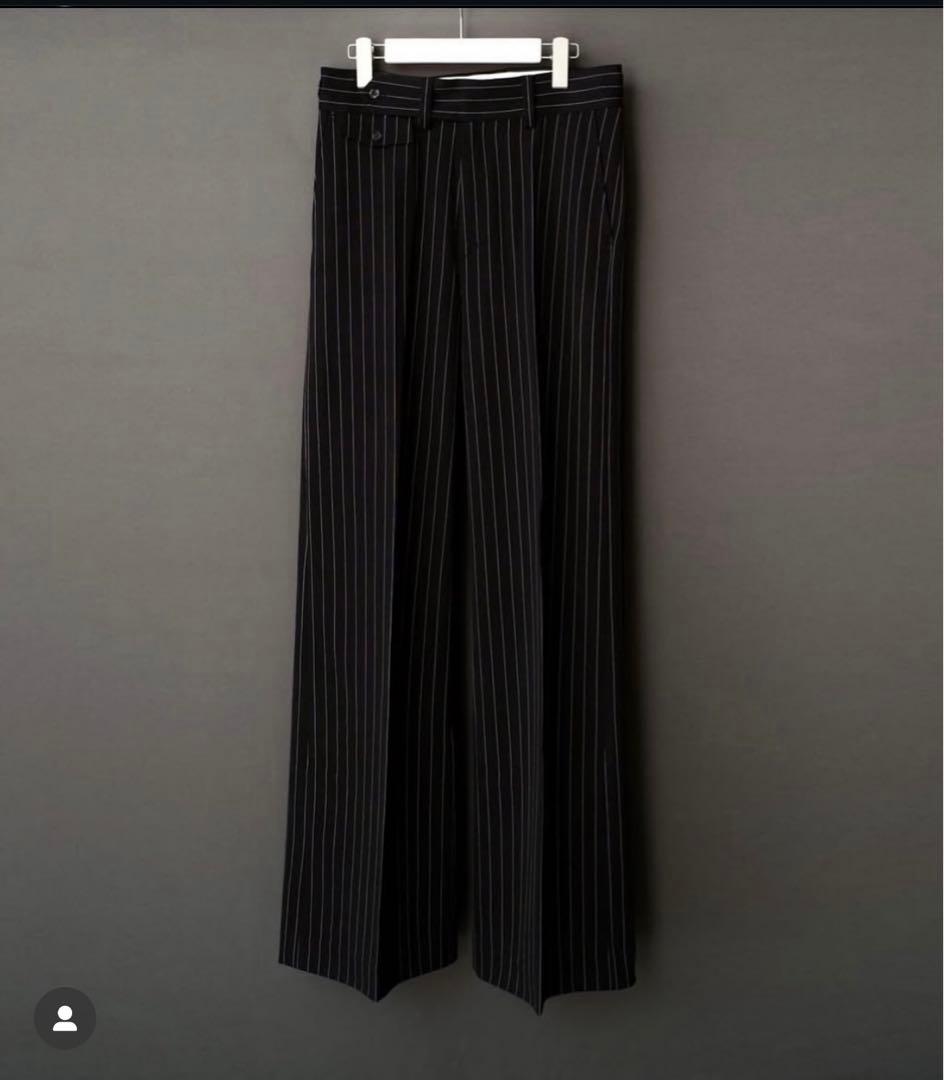 Shikitariストライプフレアスラックス【ブラック】