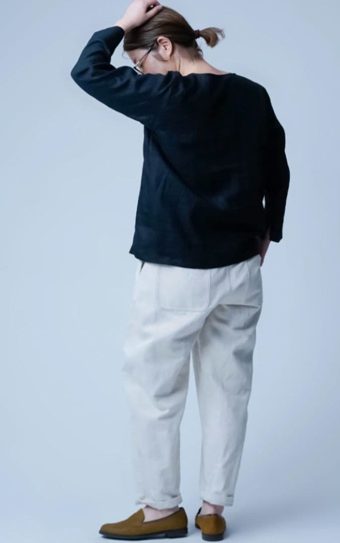 wafu. プレミアムリネントップス　 丸首 トップス LL