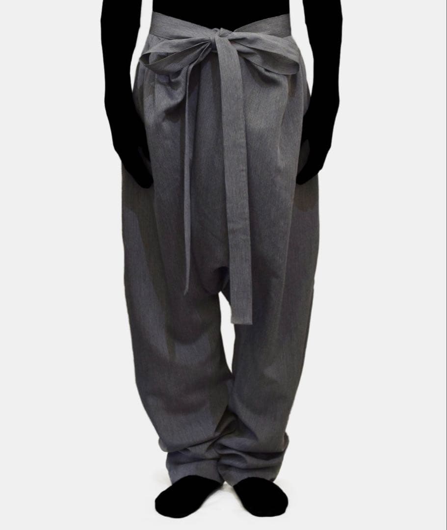 hed Mayer ヘドメイナー グレー リボン付き サルエルパンツ