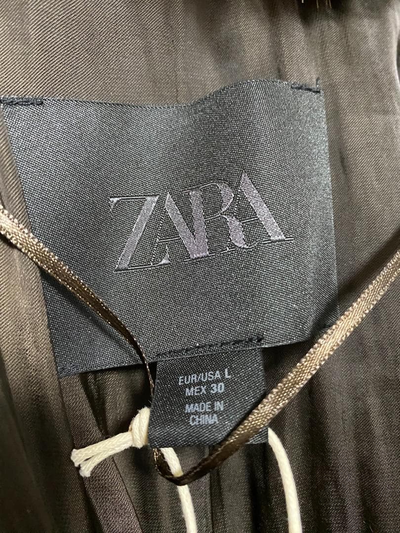 ZARA ZW COLLECTION フェイクファーコート ブロンズ L