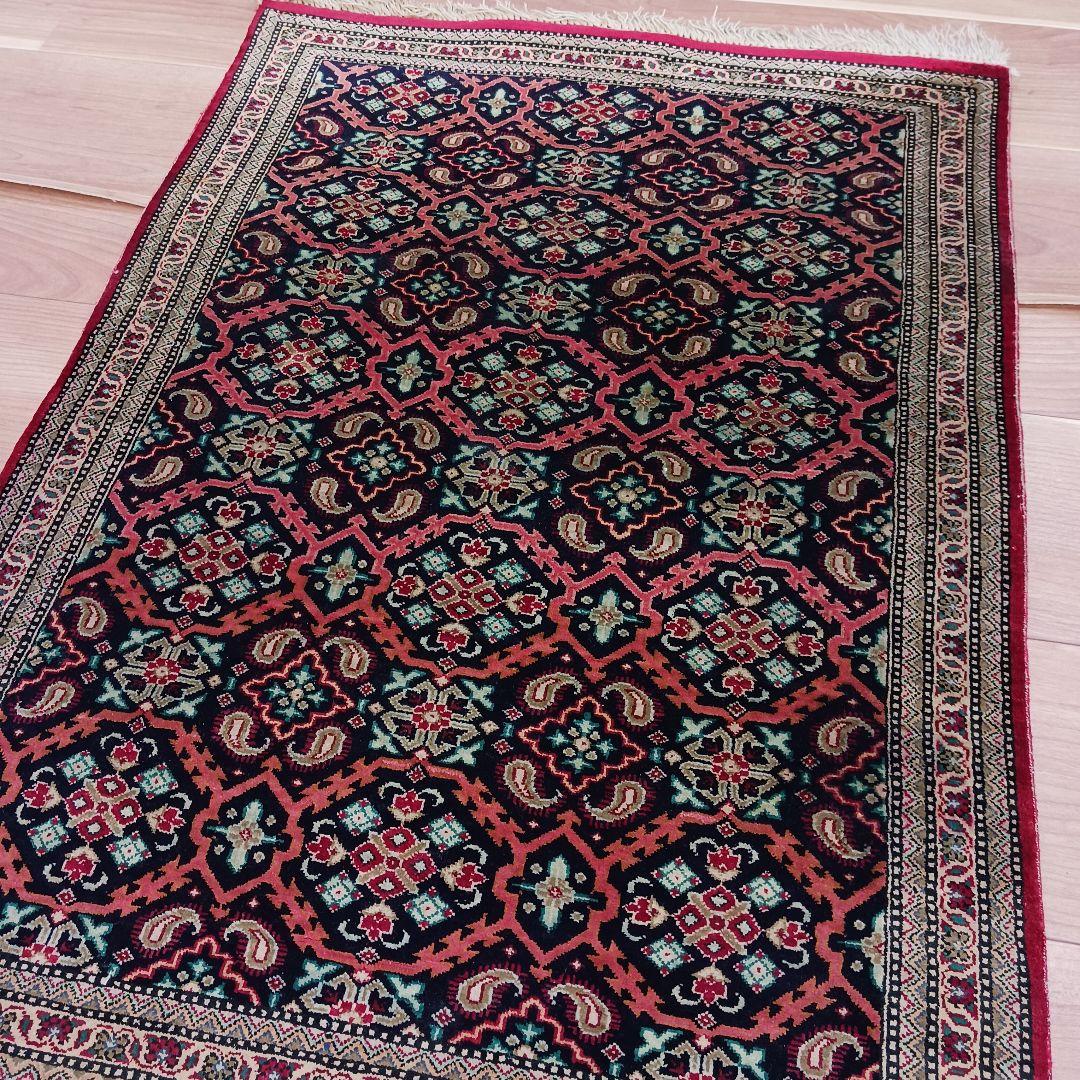 Y3076 ペルシャ絨毯 クム産 シルク100% 手織80万ノット