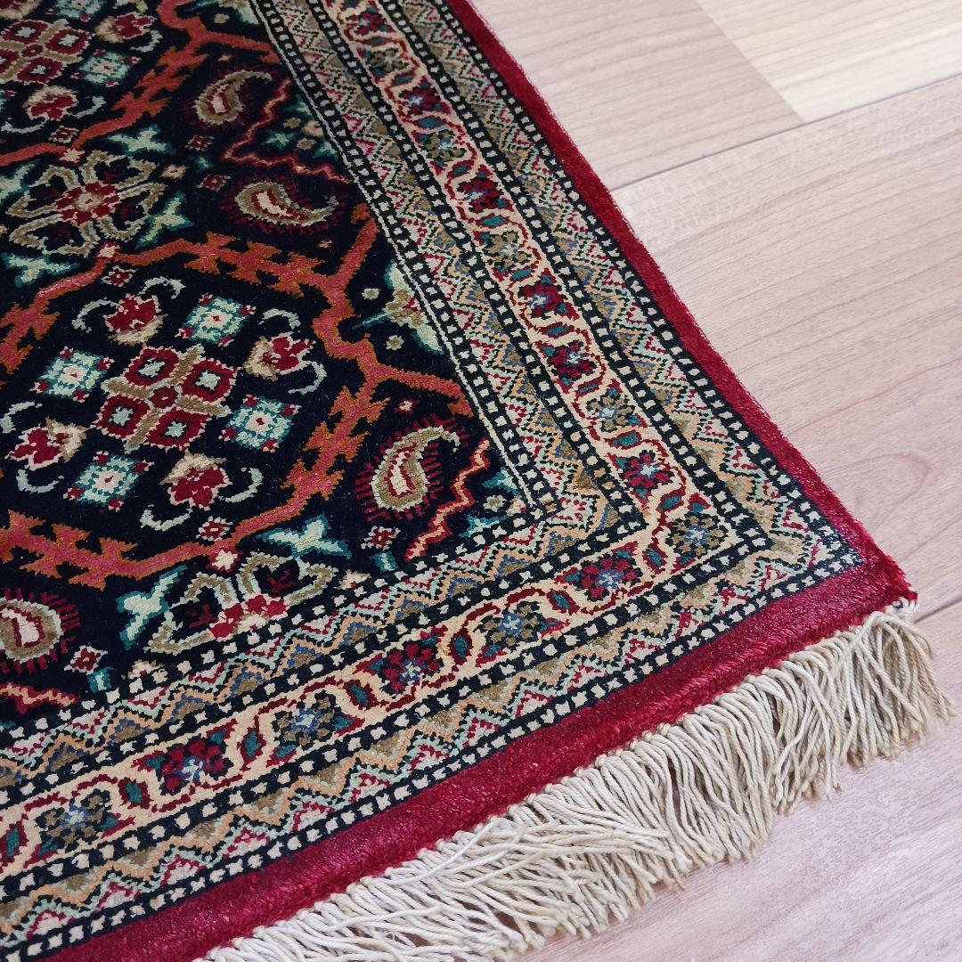 Y3076 ペルシャ絨毯 クム産 シルク100% 手織80万ノット