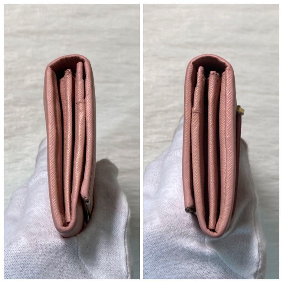 本日限定　PRADA プラダ　長財布　フレーム　ピンク　ベージュ　二つ折り　人気