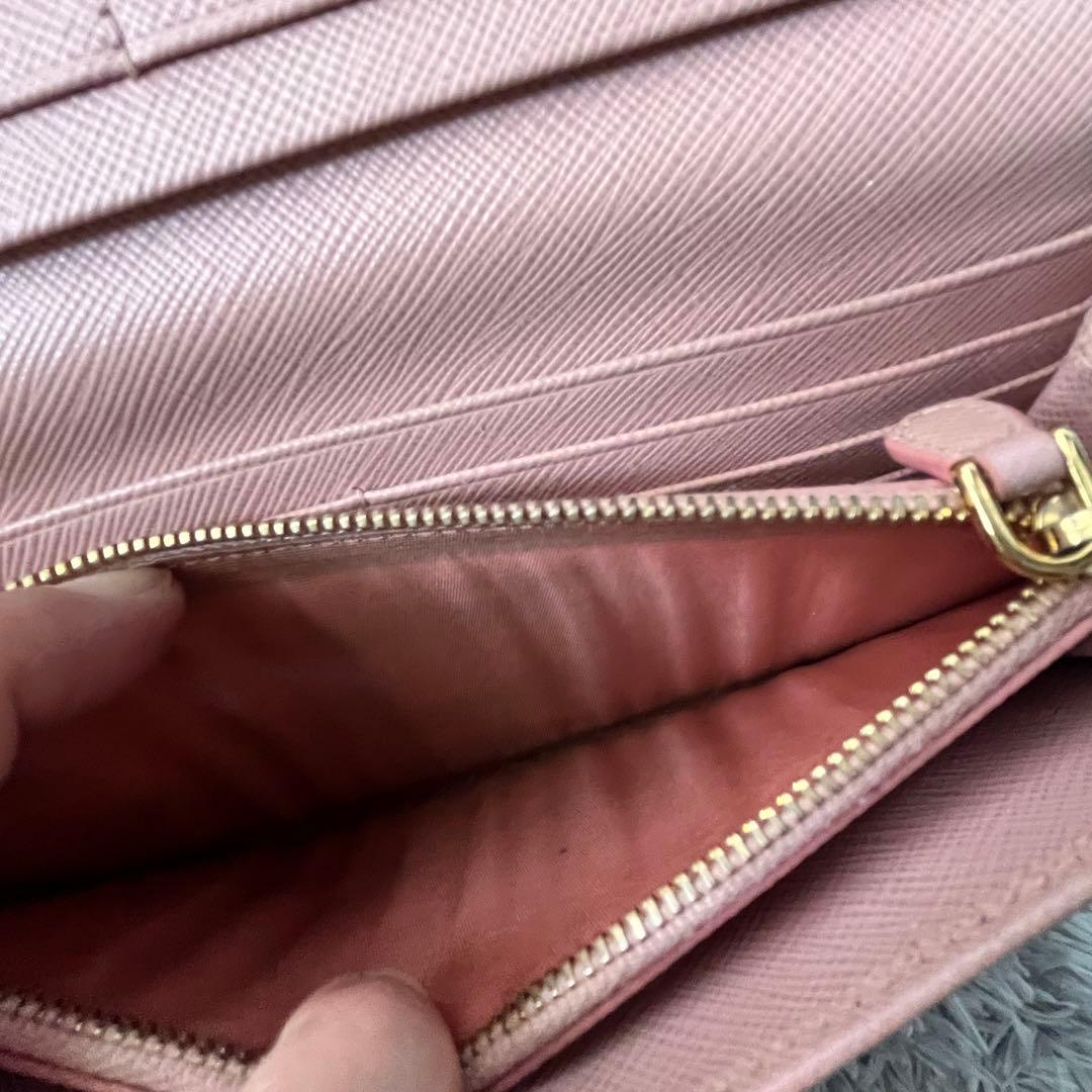 極美品✨PRADA サフィアーノ　フィオッコ　メタルロゴ　長財布　ピンク