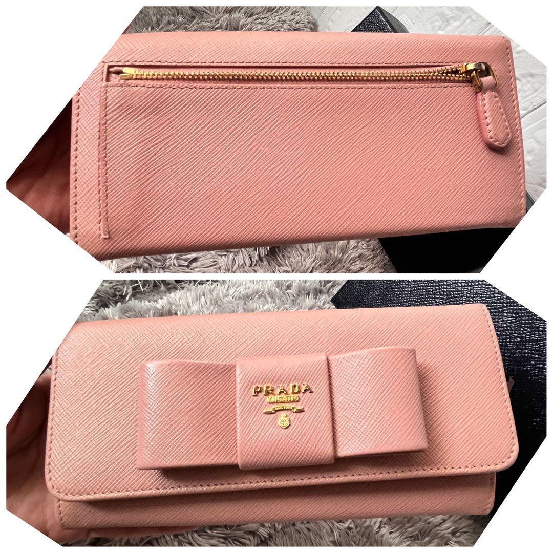 極美品✨PRADA サフィアーノ　フィオッコ　メタルロゴ　長財布　ピンク