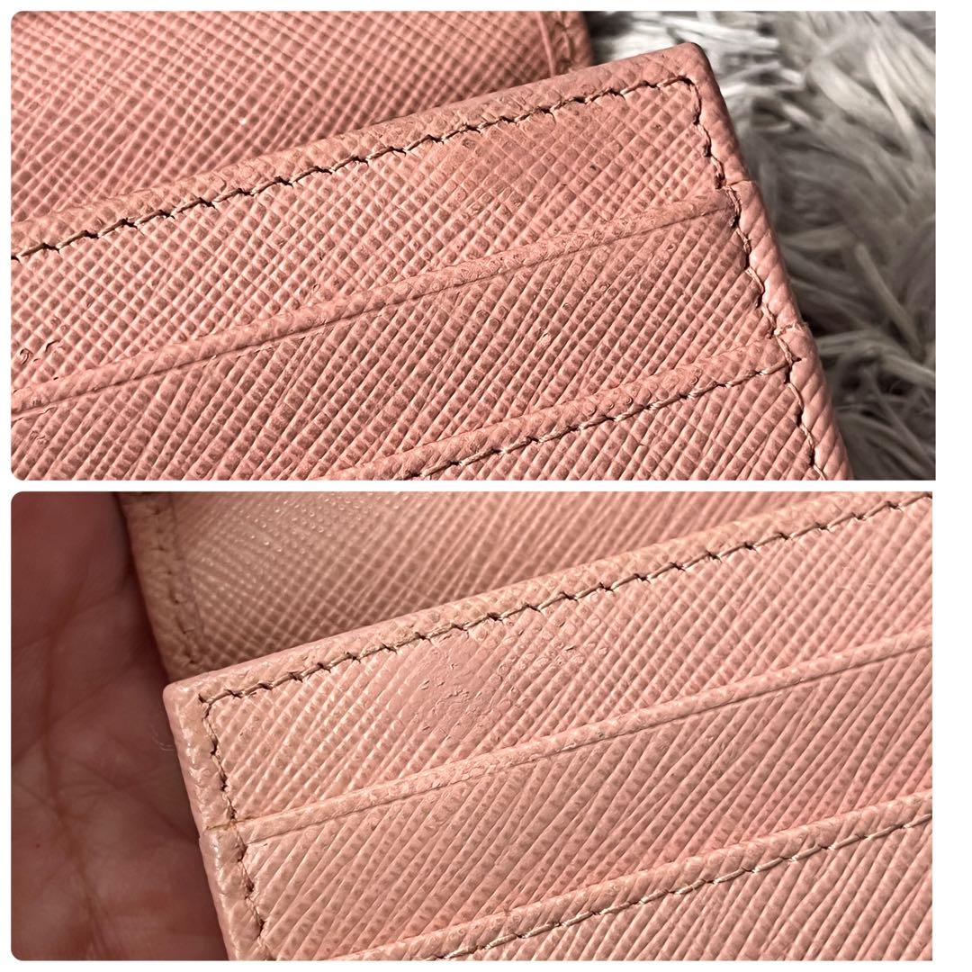 極美品✨PRADA サフィアーノ　フィオッコ　メタルロゴ　長財布　ピンク