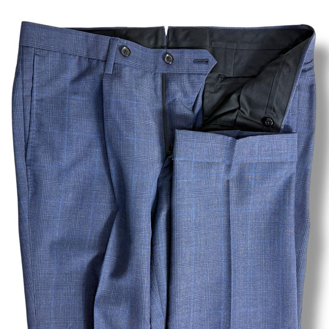 J6409超美品 ブリッラペルイルグスト 伊製生地モヘヤ混グレンプレイド柄スーツ