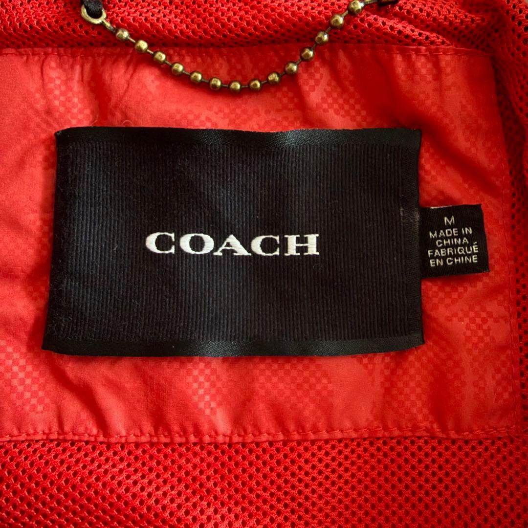【未使用に近い】コーチ　スカジャン　シグネチャー　バイカラー　赤色　M