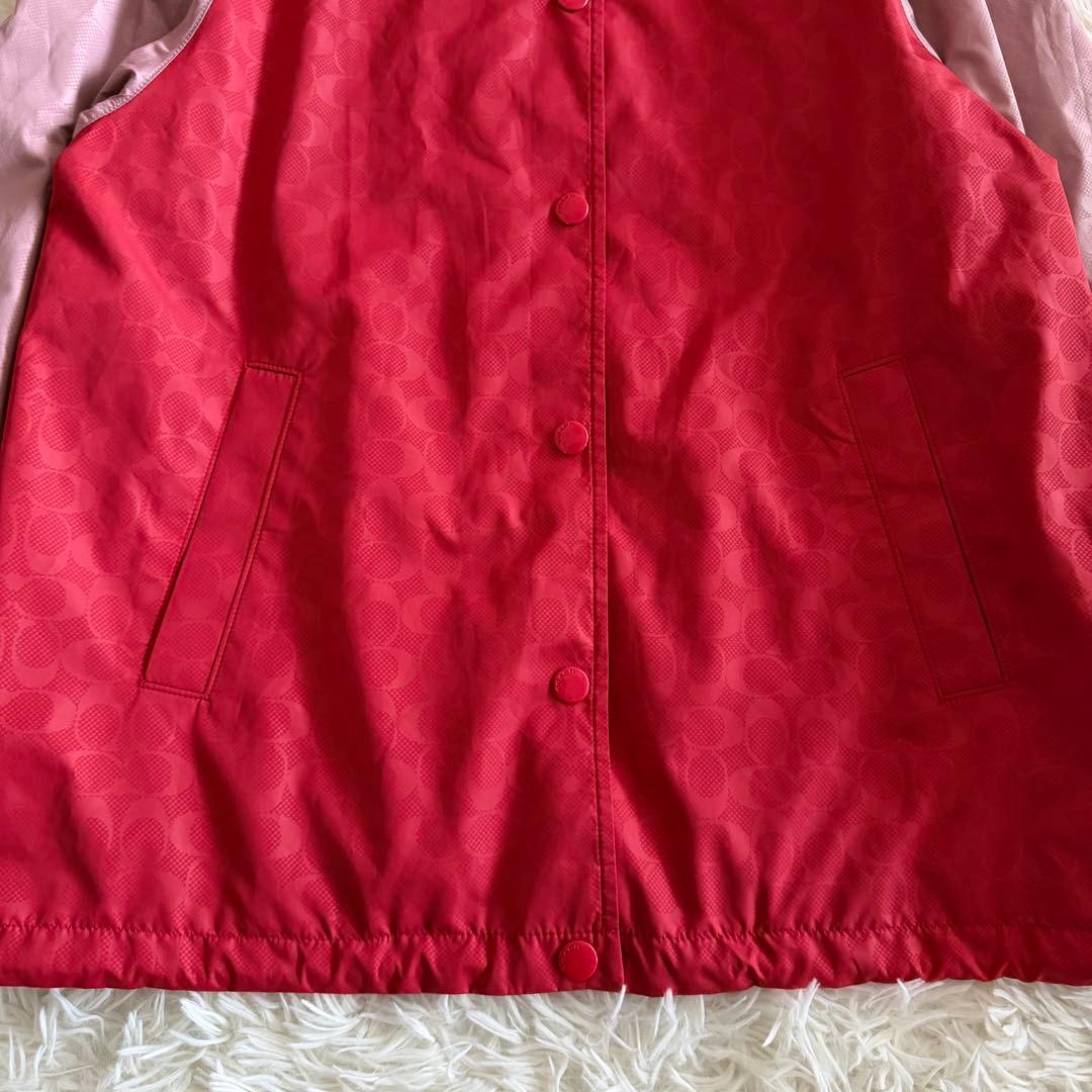 【未使用に近い】コーチ　スカジャン　シグネチャー　バイカラー　赤色　M