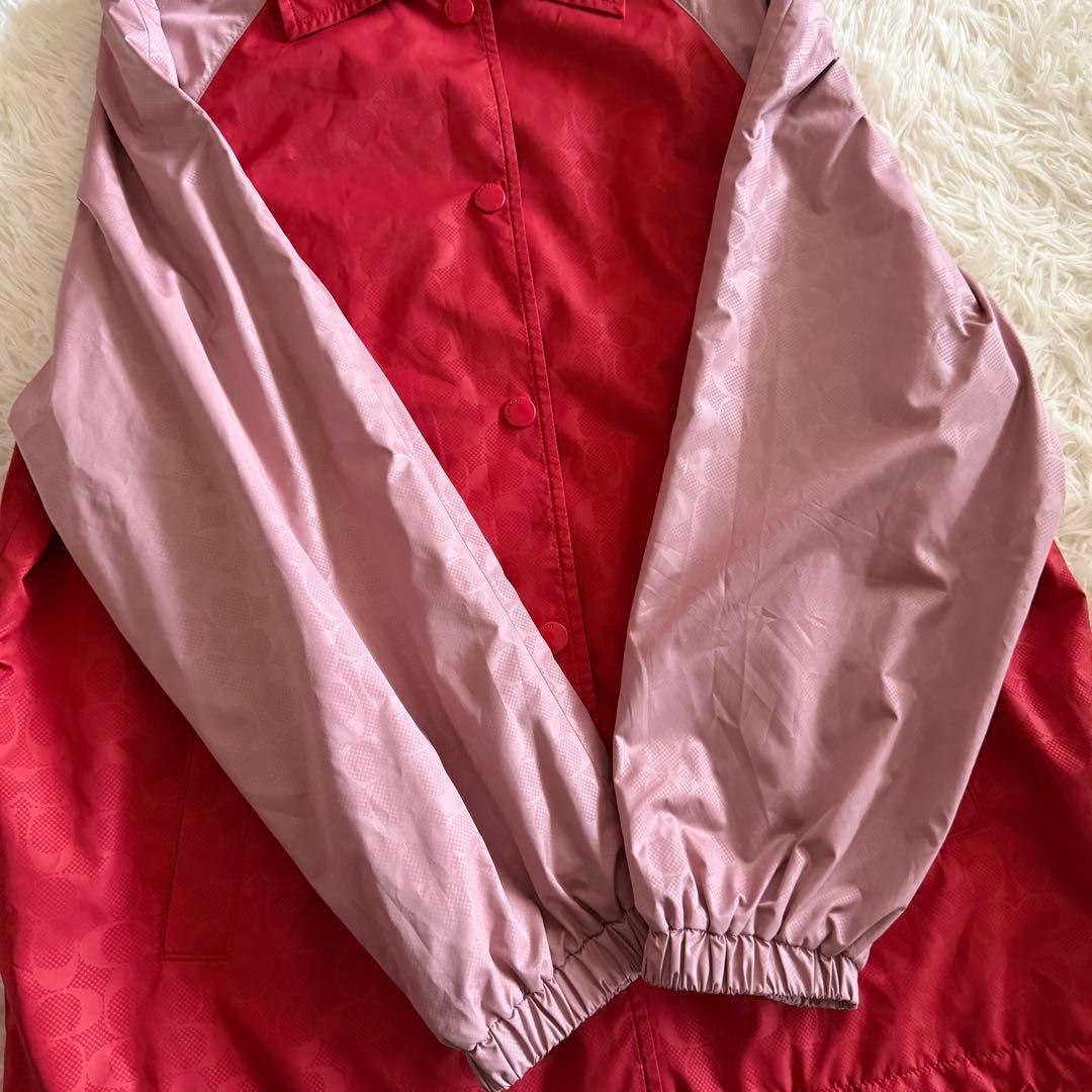 【未使用に近い】コーチ　スカジャン　シグネチャー　バイカラー　赤色　M