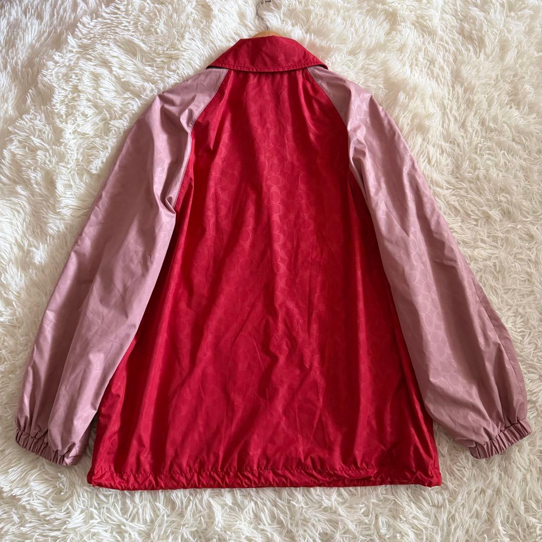 【未使用に近い】コーチ　スカジャン　シグネチャー　バイカラー　赤色　M