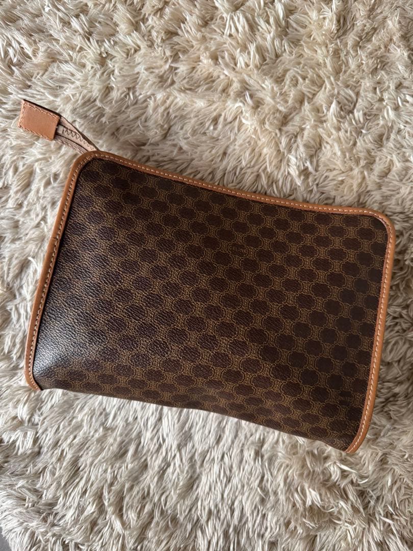 お値下げ セリーヌ マカダム ポーチ クラッチバッグ トリオンフ ブラウン