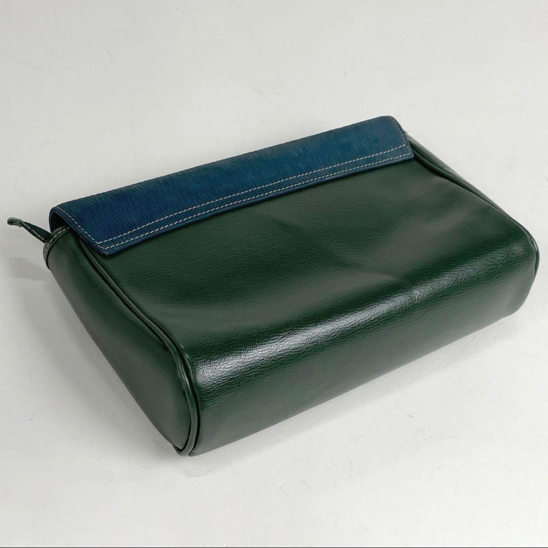 LOEWE ベラスケス クラッチバッグ レザー グリーン【中古】