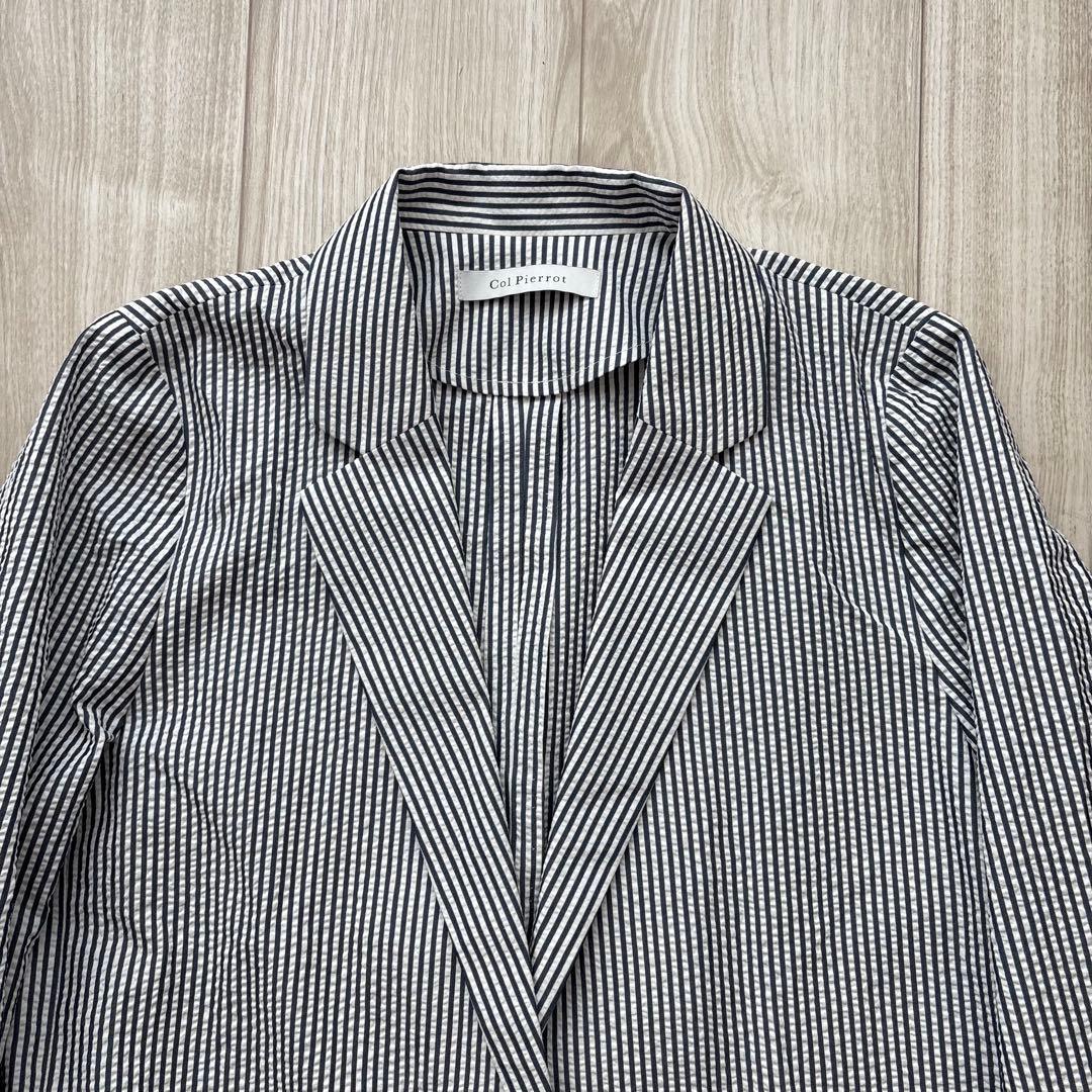 【極美品】Col Pierrot 現行 シアサッカージャケット 36 シルク混
