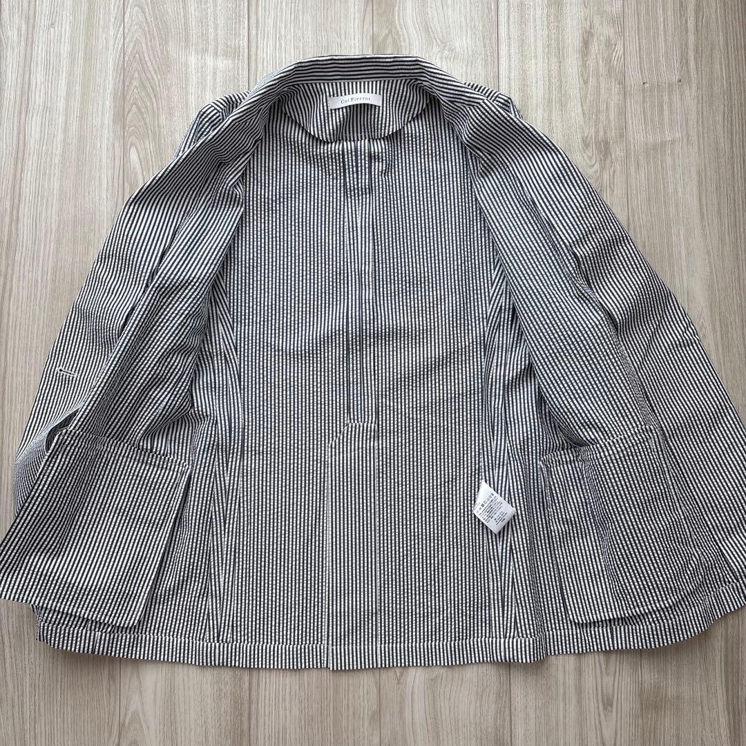 【極美品】Col Pierrot 現行 シアサッカージャケット 36 シルク混