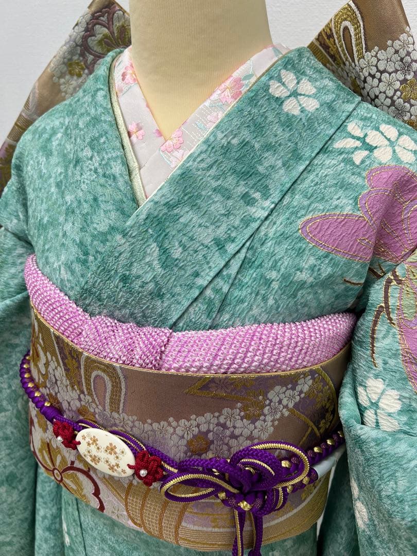振り袖　フルセット　長襦袢付　金彩加工　疋田柄　結婚式　ふくれ織　成人式　740