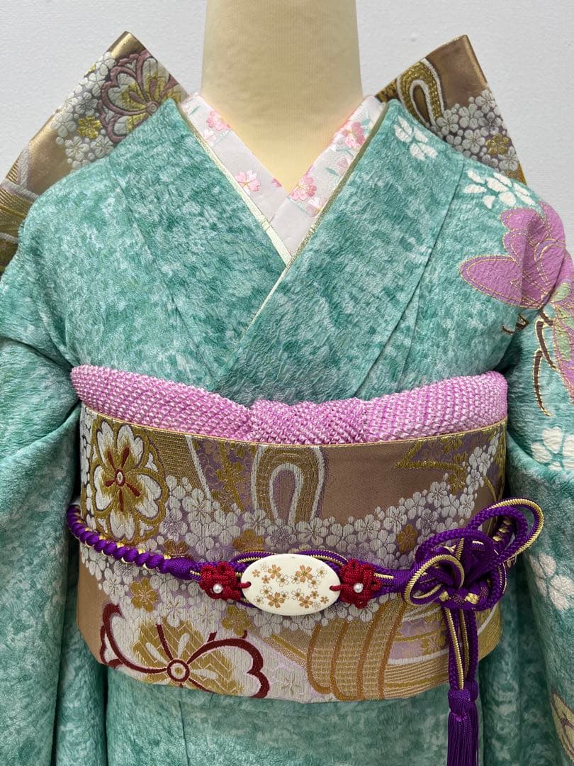 振り袖　フルセット　長襦袢付　金彩加工　疋田柄　結婚式　ふくれ織　成人式　740