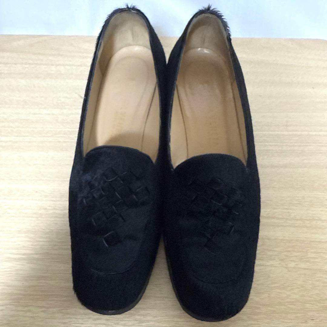 【美品】BOTTEGA VENETAボッテガヴェネタ ローファー ハラコ　黒