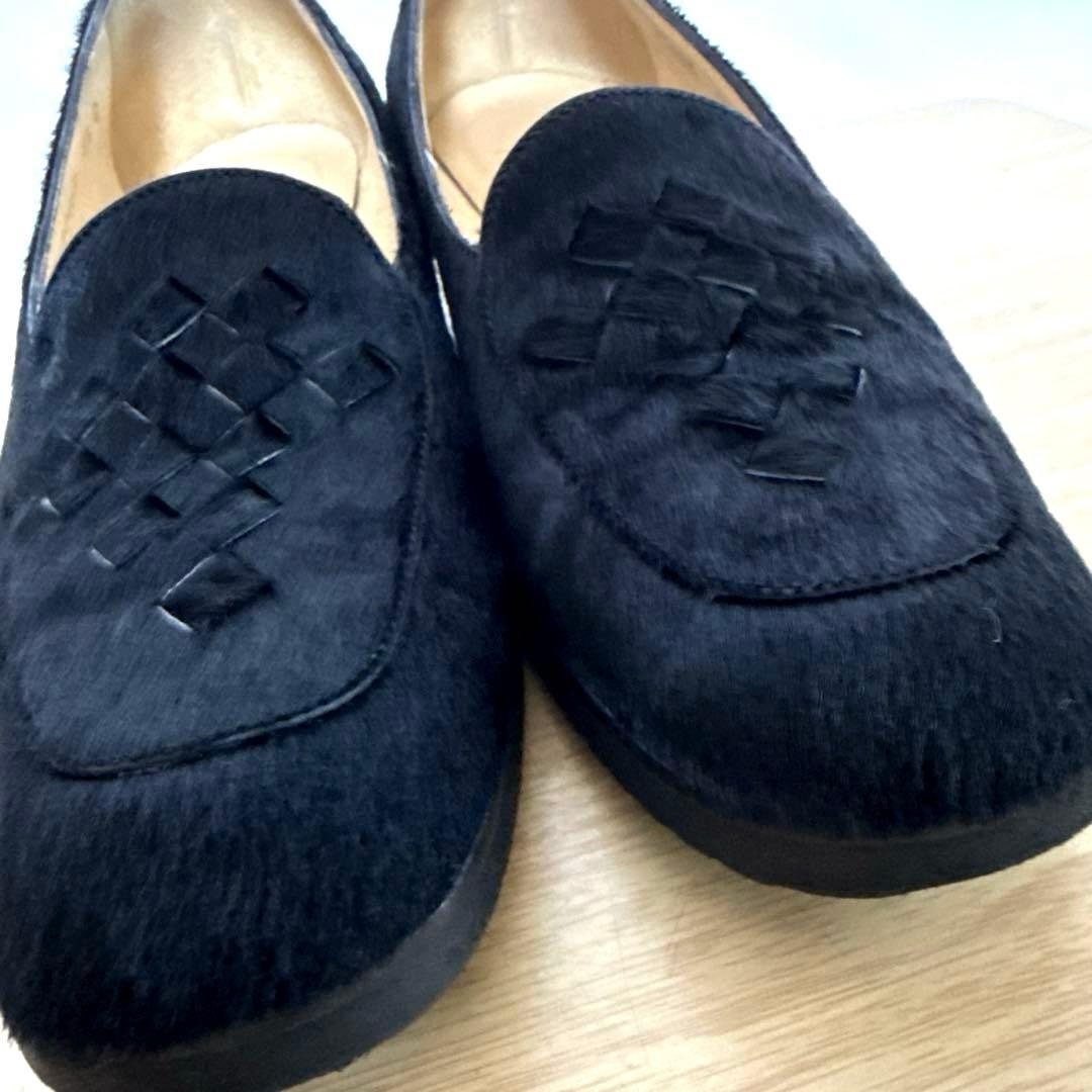 【美品】BOTTEGA VENETAボッテガヴェネタ ローファー ハラコ　黒