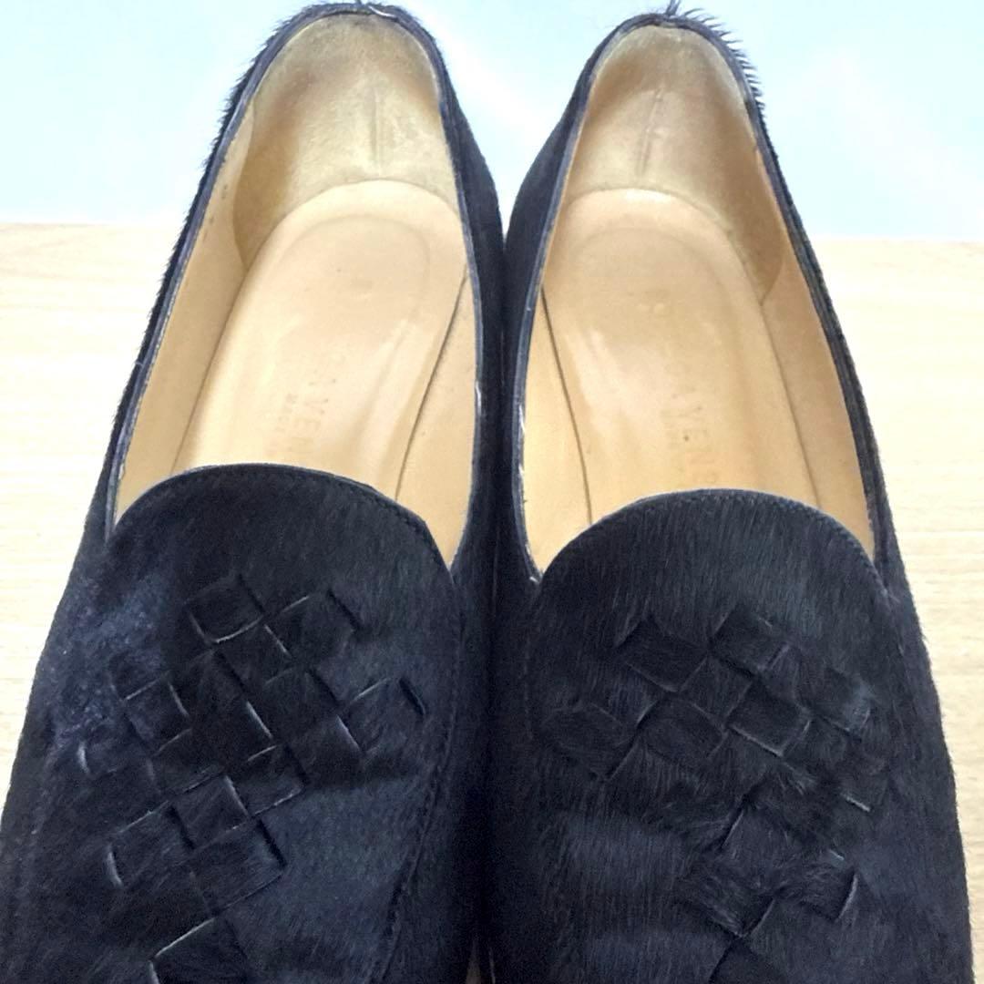 【美品】BOTTEGA VENETAボッテガヴェネタ ローファー ハラコ　黒