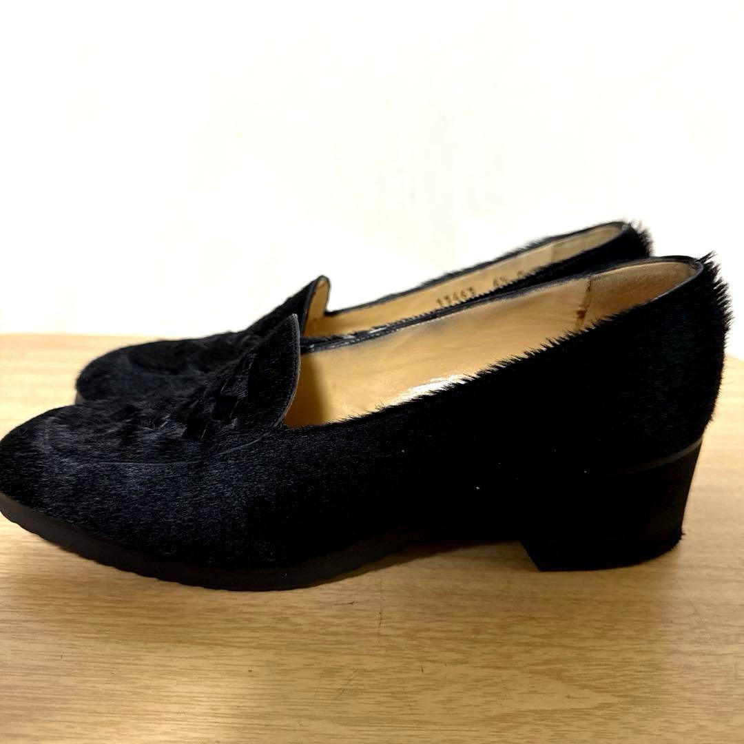 【美品】BOTTEGA VENETAボッテガヴェネタ ローファー ハラコ　黒