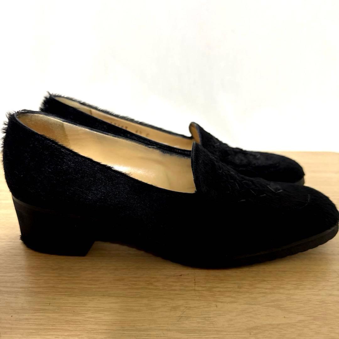 【美品】BOTTEGA VENETAボッテガヴェネタ ローファー ハラコ　黒