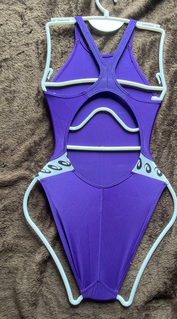 asics 紫 オープンバック競泳水着