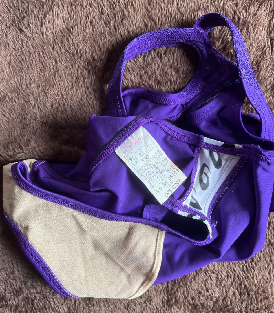 asics 紫 オープンバック競泳水着