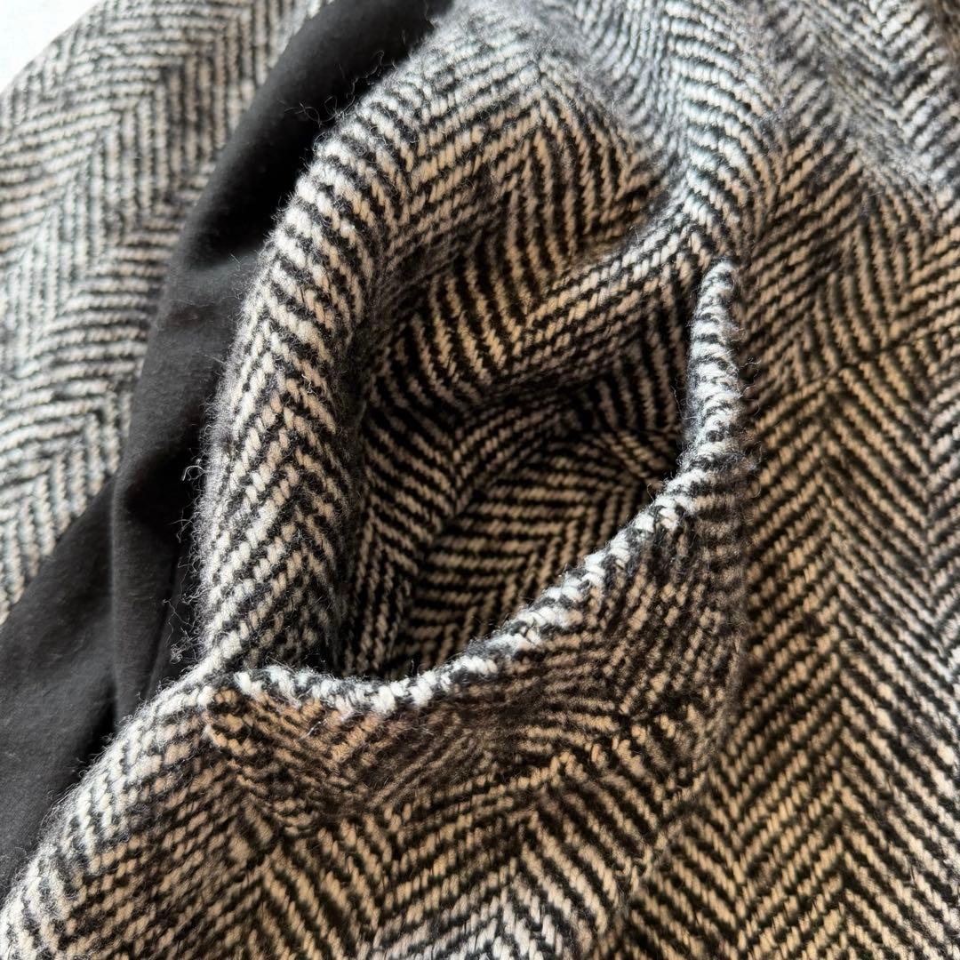 美品✨萌　モユル　MOYURU ウールコート ヘリンボーン アシンメトリー