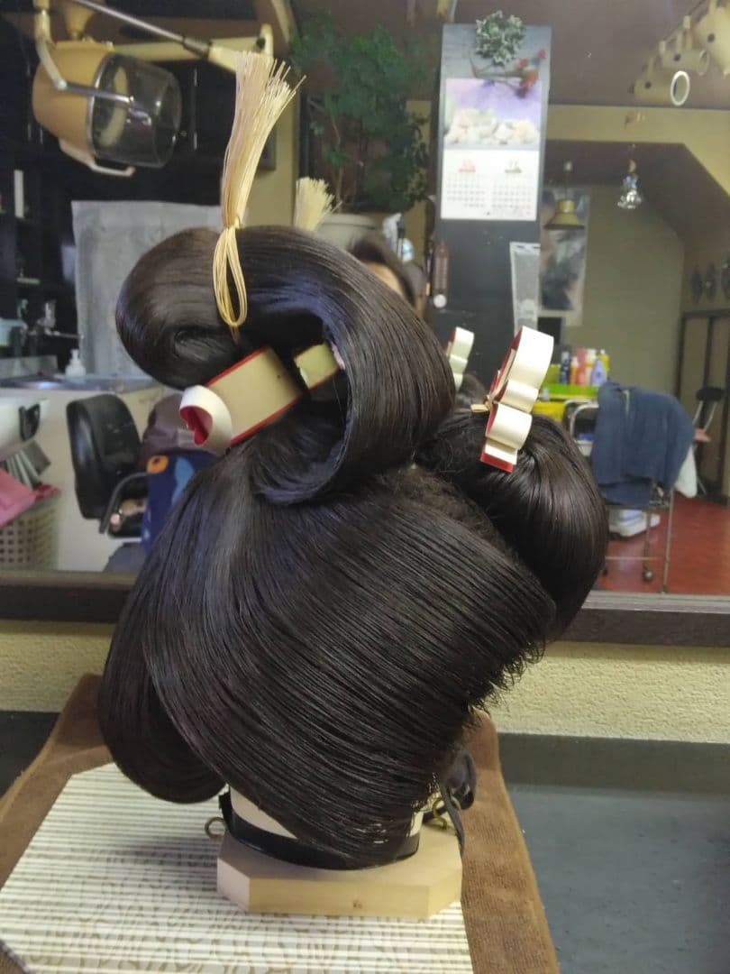 美品☆文金高島田 日本髪 かつら 人毛 花嫁 aku