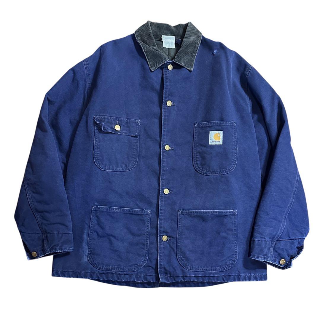 激レア 80s 90s カーハート チョアコート ネイビー 裏地キルティング L