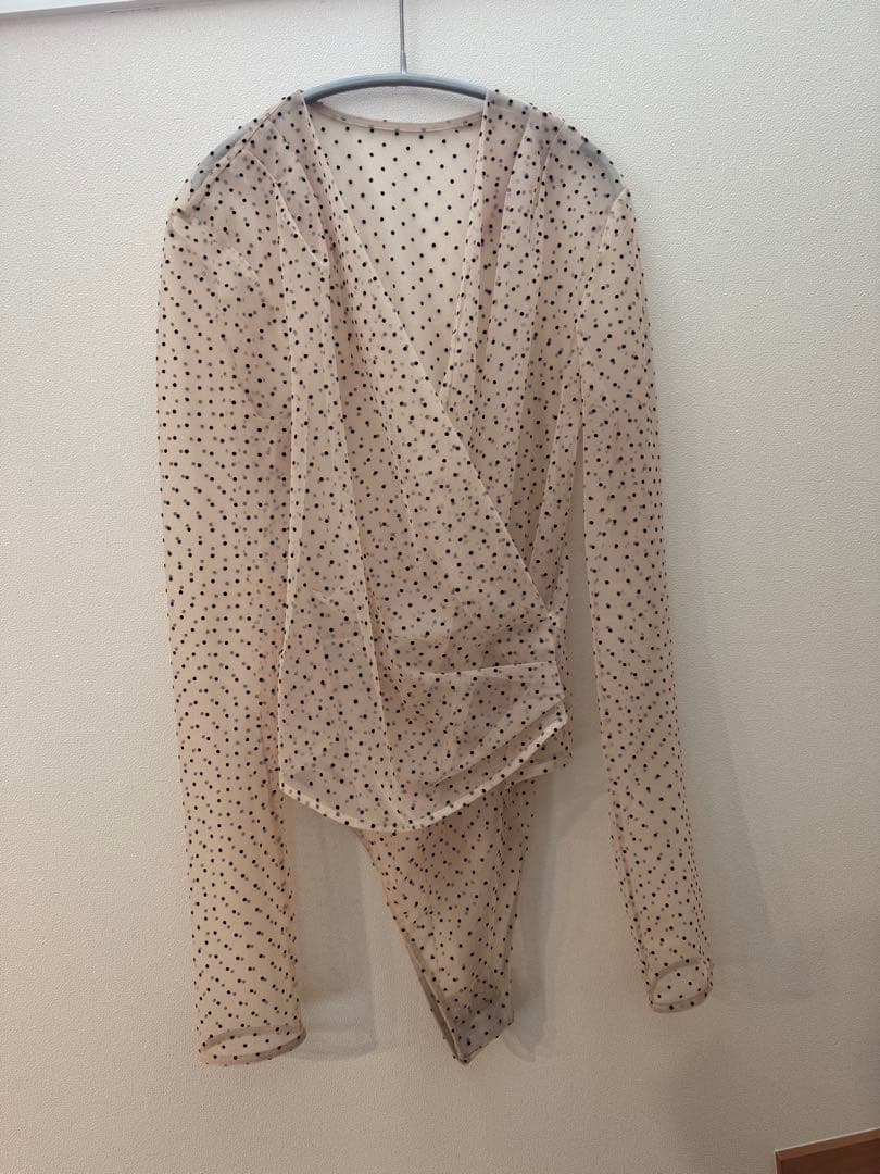 トップス CLANE SHEER DRAPE BODYSUITS