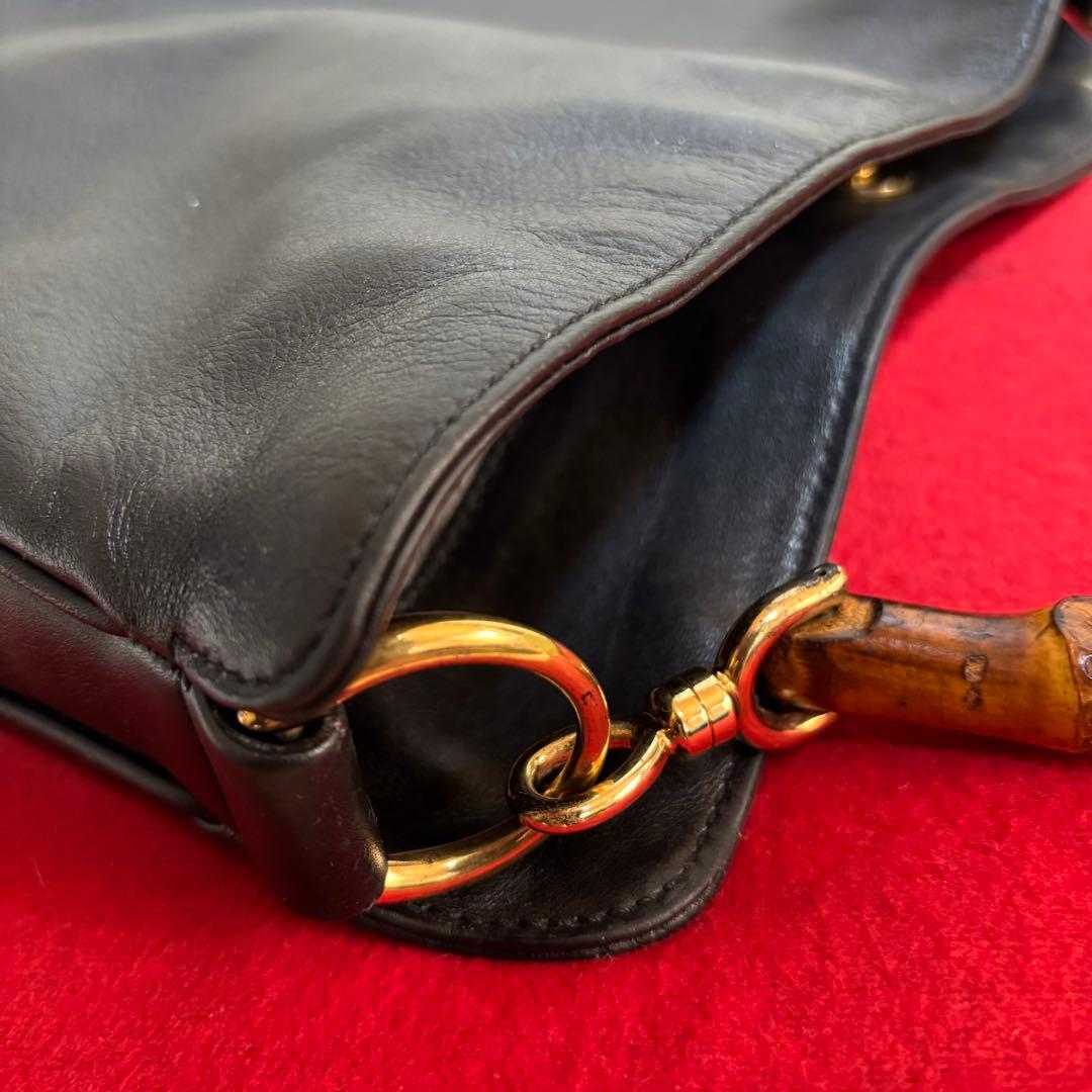 美品　GUCCI オールド　グッチ　バンブー　2way ショルダー バッグ　黒