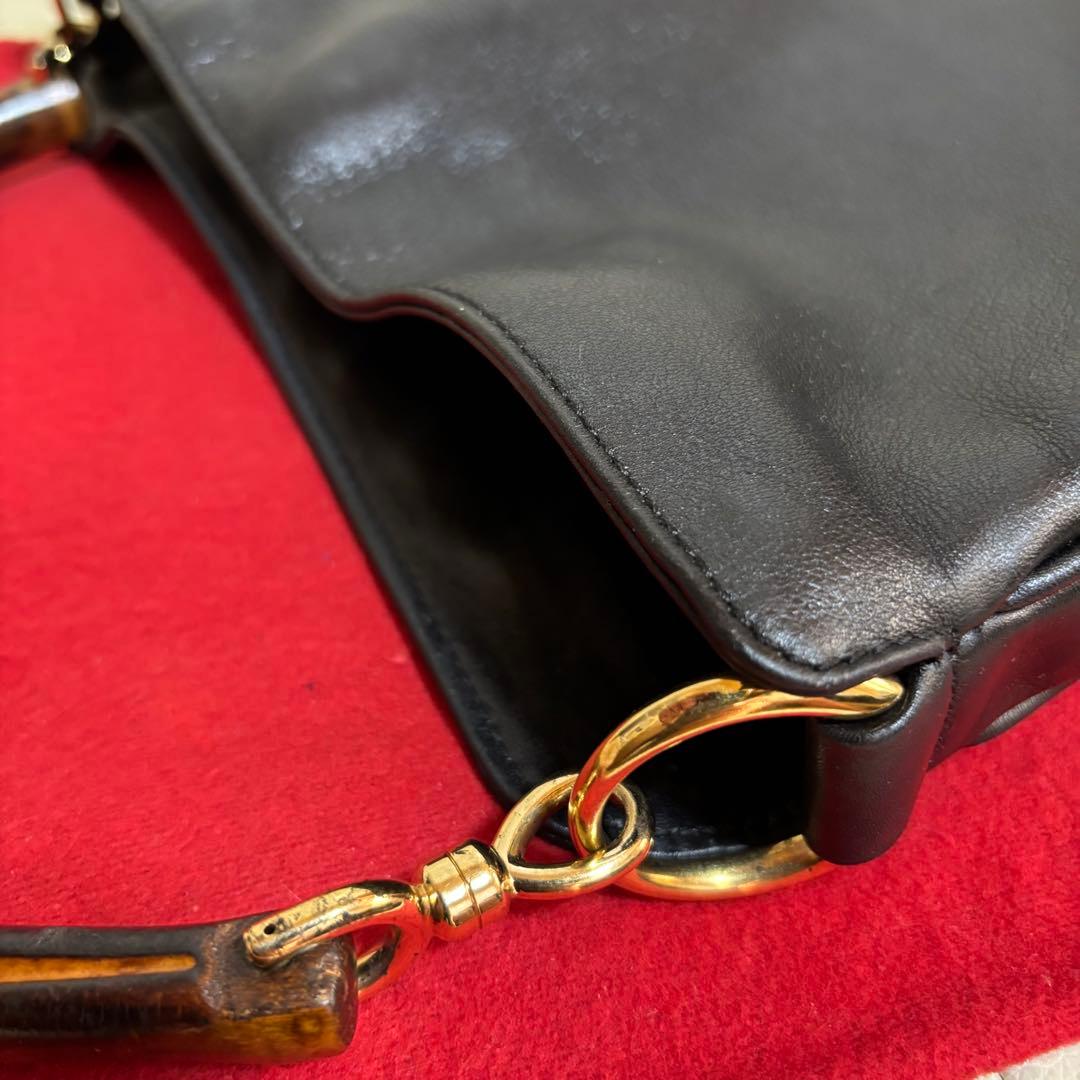 美品　GUCCI オールド　グッチ　バンブー　2way ショルダー バッグ　黒