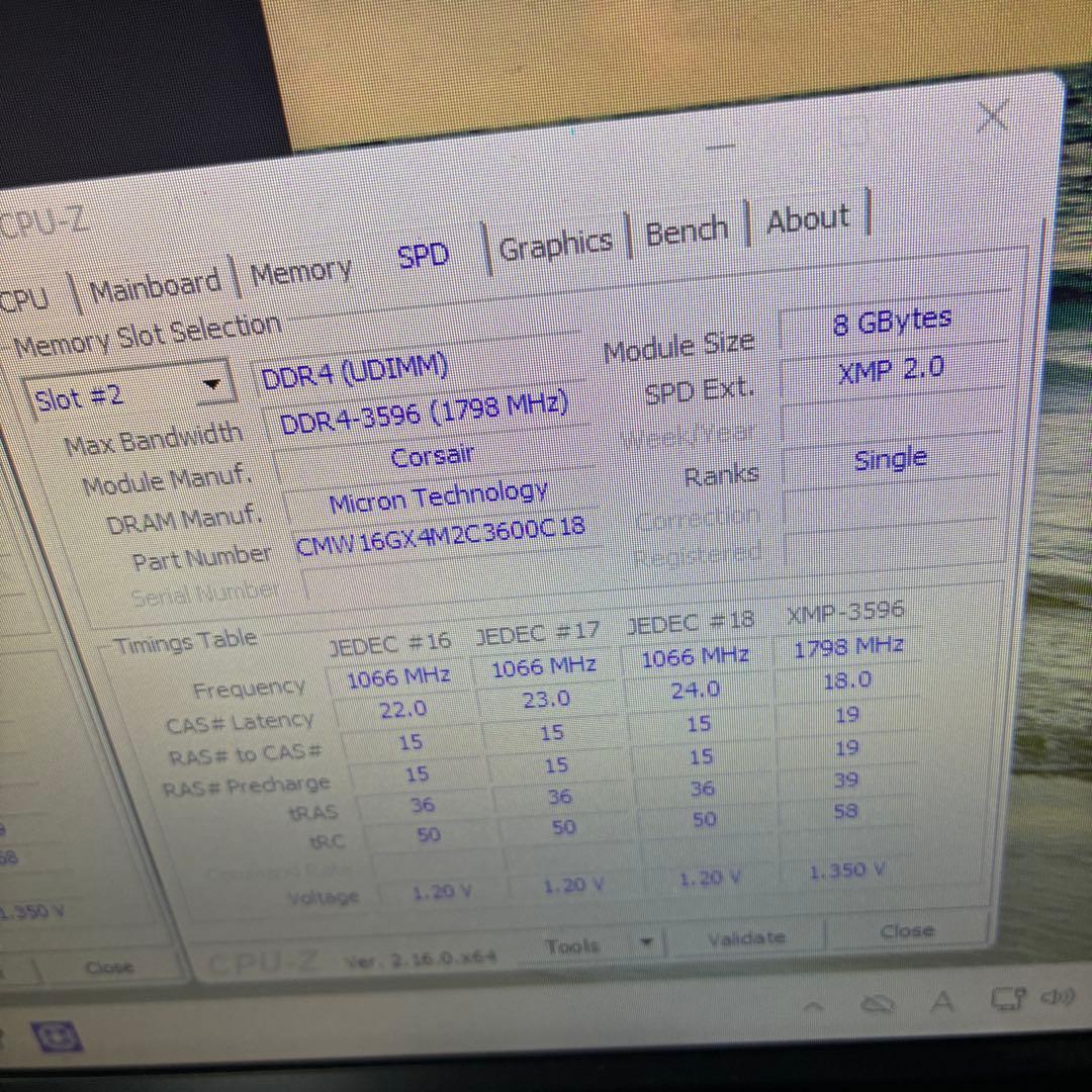 【MemTest+OCCT完走】 Corsair rgb DDR4 8GB×2
