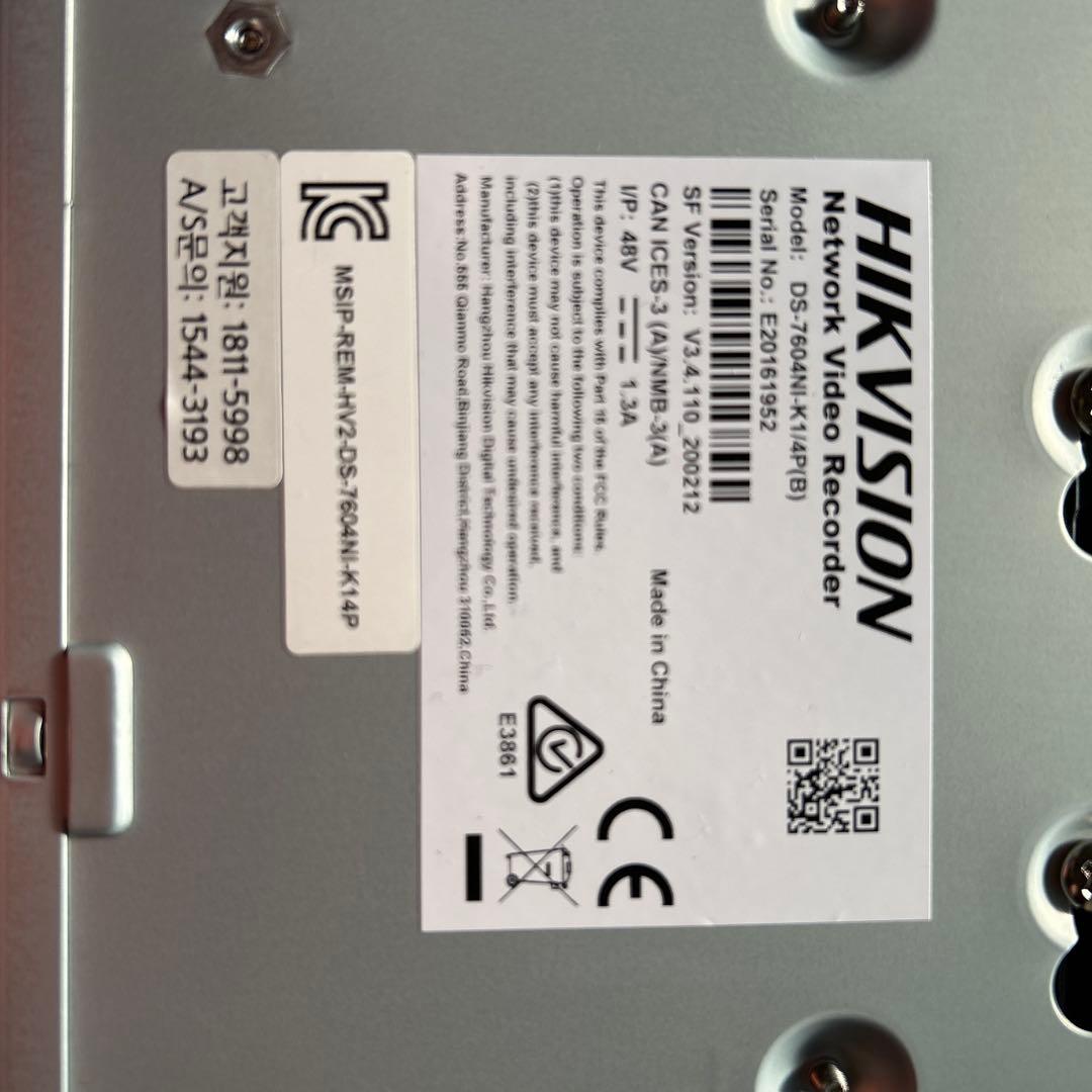 HIKVISION DS-7604NI-K1/4P ネットワークビデオレコーダー