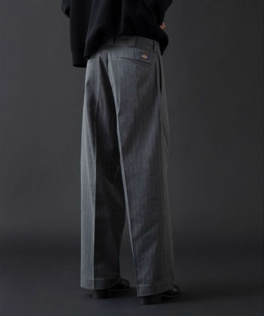 Dickies×mokey time ストライプバギーパンツ 32インチ グレー