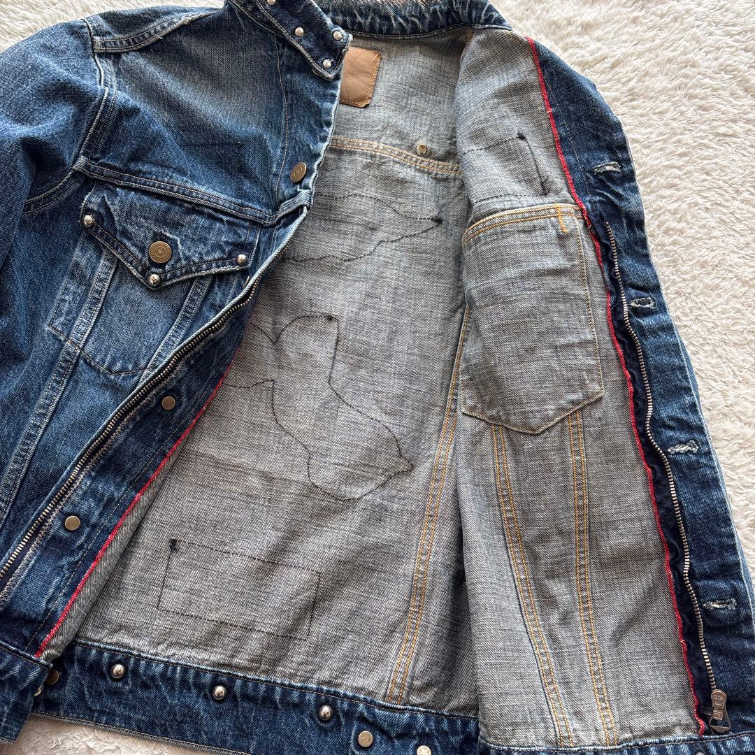 ゴールデングース　デニムジャケット　スタッズ　ステッチ加工　インディゴ
