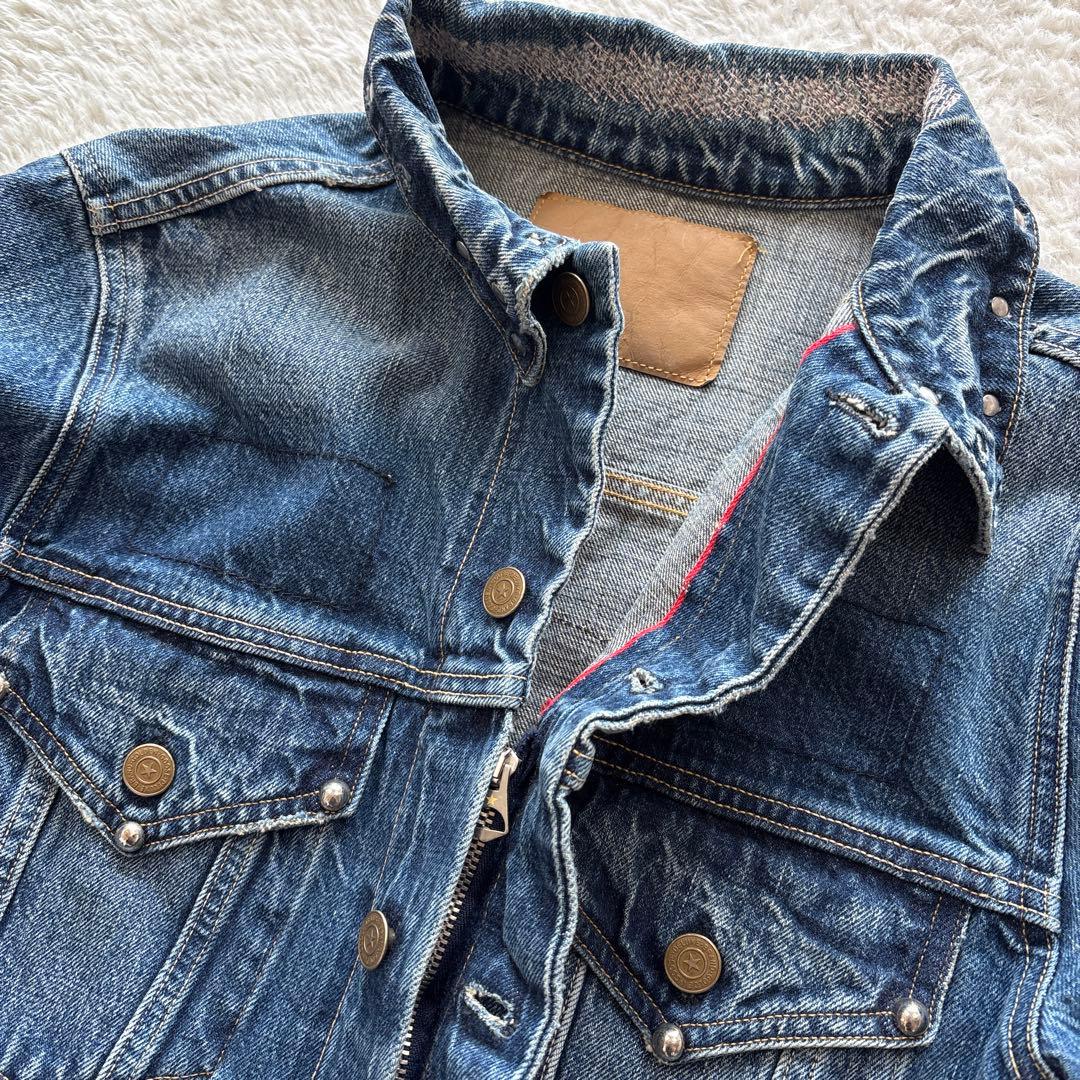 ゴールデングース　デニムジャケット　スタッズ　ステッチ加工　インディゴ