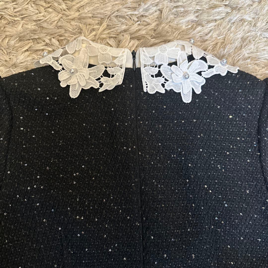 leja ドレス 花柄レースカラースパンコールAラインワンピースドレス