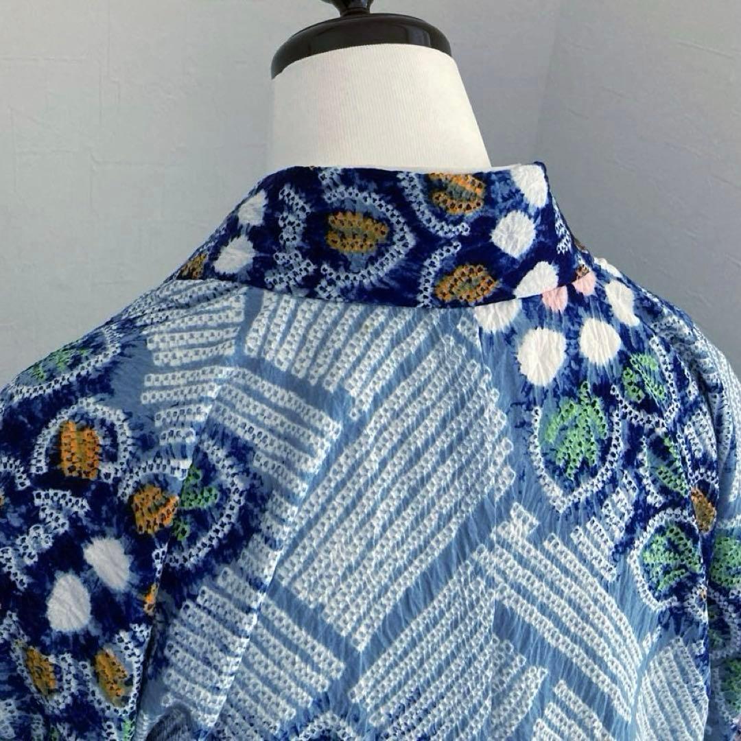 専用みかん24様　有松絞り浴衣・有松鳴海絞り浴衣　花繋ぎ　手縫い　No.7-65