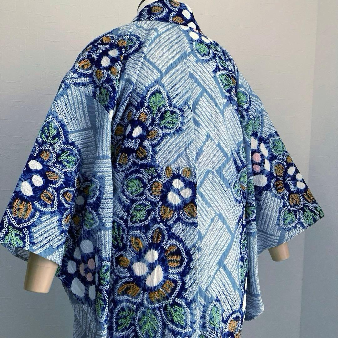 専用みかん24様　有松絞り浴衣・有松鳴海絞り浴衣　花繋ぎ　手縫い　No.7-65