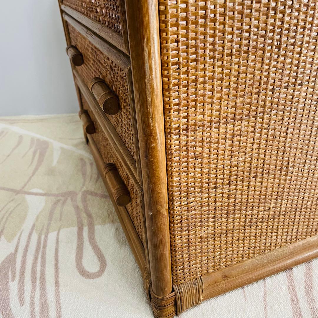 ラタン 4段チェスト 籐家具 洋服タンス レトロ